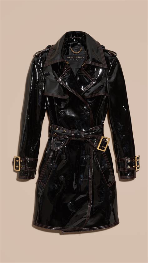 burberry black leather trench|burberry patent leather trench coat.